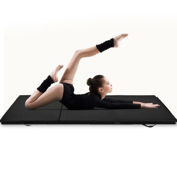 Vastag fitnesz szőnyeg gimnasztikai edzéshez, összecsukható, 180x60x5cm, fekete - Image 8