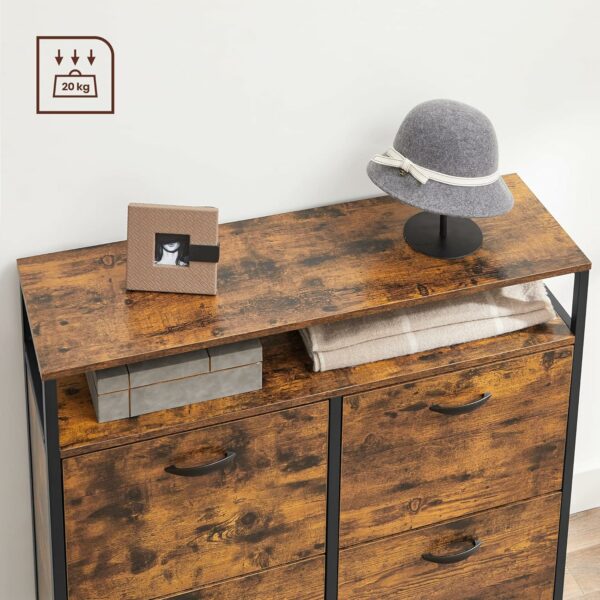 VASAGLE MDF lapból készült cipős szekrény 4 csuklós ajtóval, 12-20 párnak, 98x30x95cm, rusztikus barna és fekete - Image 8