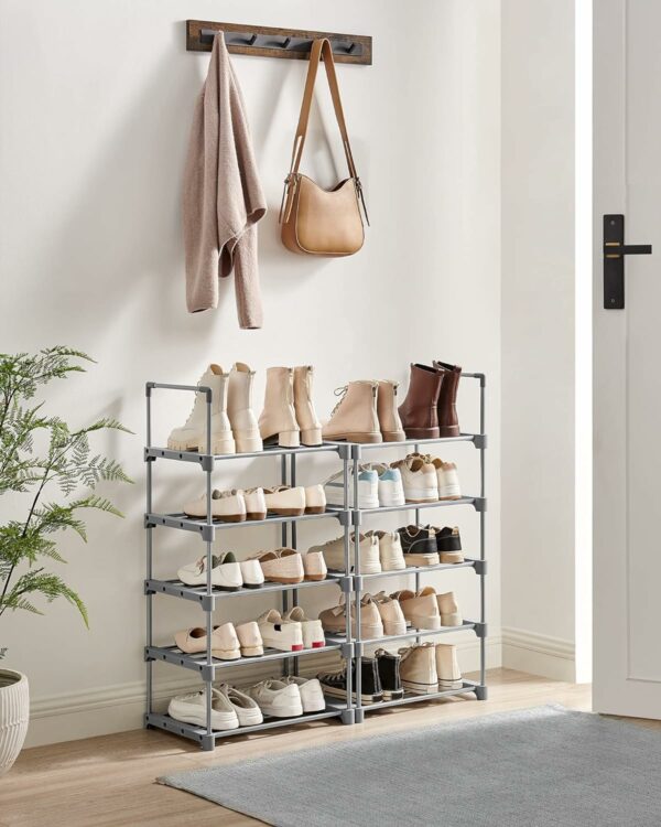 RESIGILAT: SONGMICS Suport pentru pantofi, cadru metalic cu 10 nivele, design personalizabil, 30x45x174cm, gri - Image 14