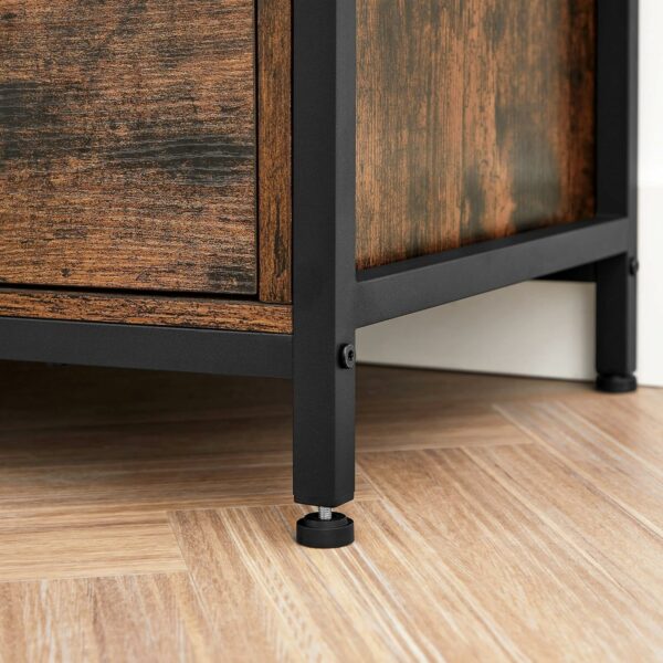 VASAGLE Comoda pentru TV de pana la 65 inch, cu 3 sertare si 3 rafturi deschise, 40x147x50cm, maro rustic si negru - Image 7