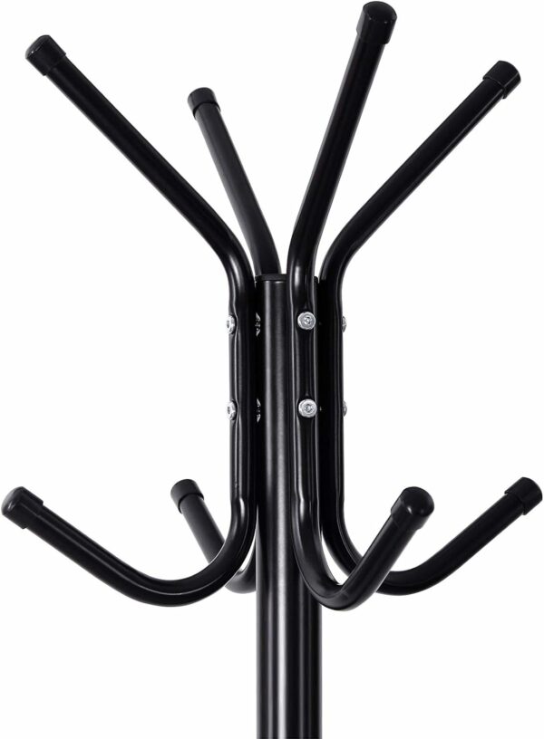 VASAGLE Cuier pentru haine, din otel, tip pom, cu 12 carlige, 176cm, negru - Image 6
