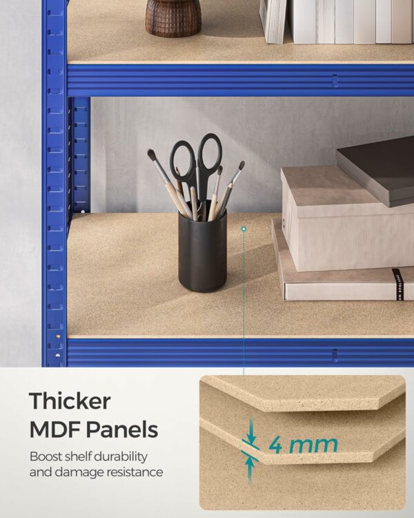 SONGMICS Fém tárolópolc, MDF polcokkal, 5 polc, max. 875 kg, 180x90x40cm, kék - Image 8
