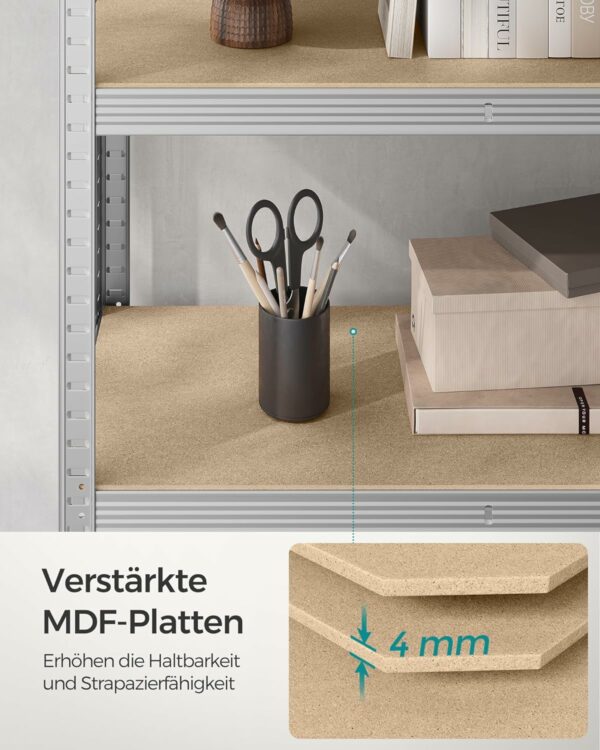 SONGMICS Fém tárolópolc, horganyzott felülettel, 5 polc, max. 875 kg, 180x90x40cm, ezüst - Image 7