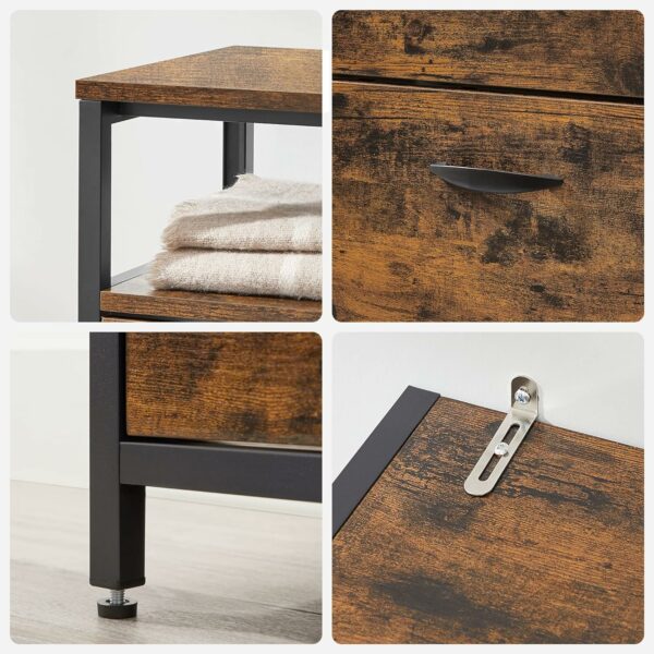 VASAGLE MDF lapból készült cipős szekrény 4 csuklós ajtóval, 12-20 párnak, 98x30x95cm, rusztikus barna és fekete - Image 9