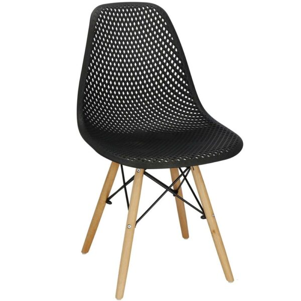 Set 4 scaune dining Milano pentru bucatarie cu textura perforata, 43x83cm, negru - Image 8