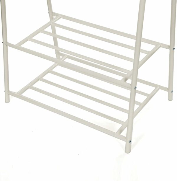 SONGMICS Suport pentru haine, cu raft depozitare pe 2 niveluri, cadru metalic, 88x41x155cm, alb - Image 8