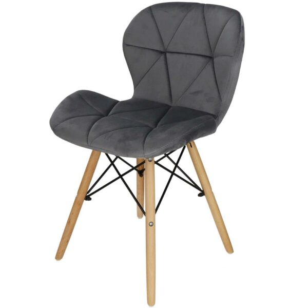 Set 4 scaune dining Torino pentru bucatarie tapitat cu catifea, 40x72cm, gri - Image 10