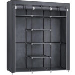 SONGMICS Ruhatároló szekrény, textil, 3 rekeszes, 45x150x175cm, szürke