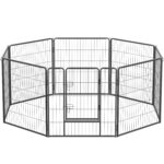 FEANDREA Fémvázas kidutó nagytestű kutyák számára, ajtóval, 160x160x80cm, szürke