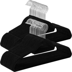 SONGMICS 50 db-os vállfa szett, csúszásmentes, forgókampó, 43,5 cm, fekete