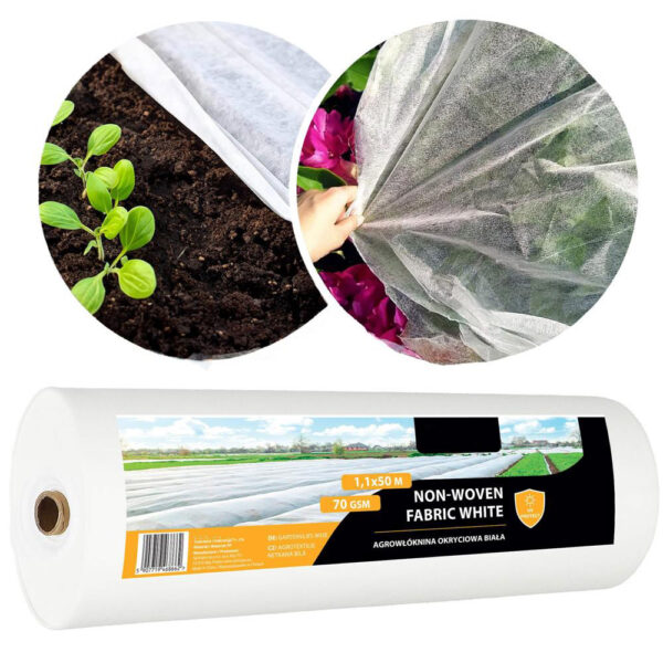 Agrotextil, mulcsozás, gyomirtó, UV szűrő, 50 x 1,1 méter, 70g/m2, fehér - Image 2
