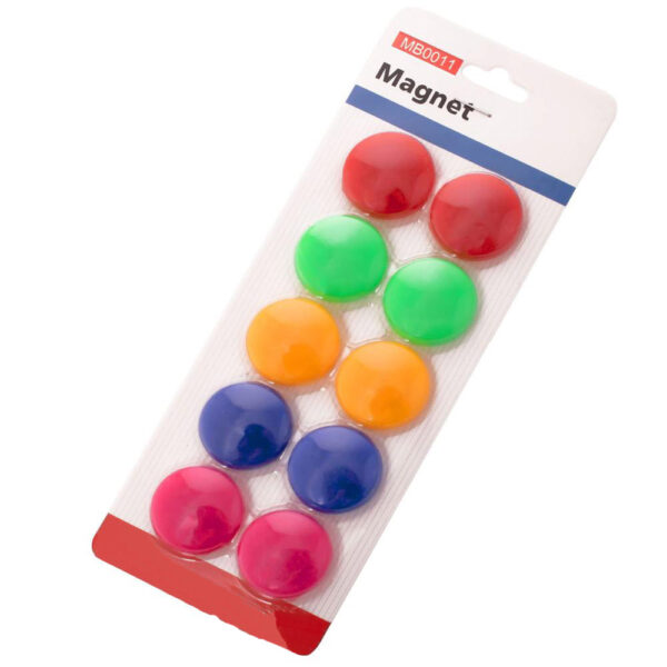 Mágnesek mágneses flipchart táblához, 10 db, 20 mm, többszínű