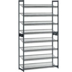 SONGMICS Cipőtároló állvány 8 szintes kivitelben, állítható polcokkal, 32–40 pár cipőhöz, 31x92x163 cm, szürke