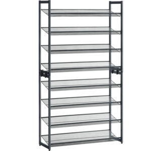 SONGMICS Raft de depozitare pantofi, pe 8 nivele, cu polite reglabile, pentru 32-40 de perechi, 31x92x163cm, gri