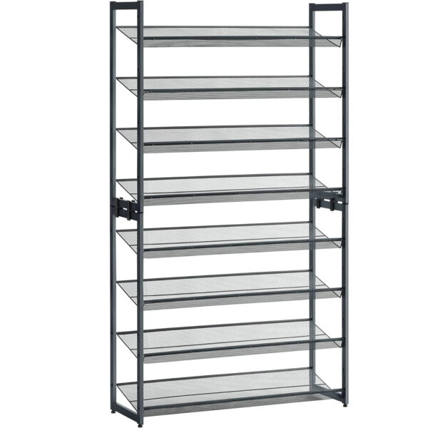 SONGMICS Raft de depozitare pantofi, pe 8 nivele, cu polite reglabile, pentru 32-40 de perechi, 31x92x163cm, gri