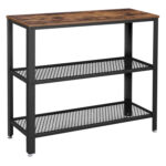 VASAGLE Előszoba asztal, fém keret 3 MDF polccal, 35x102x80cm, rusztikus barna és fekete