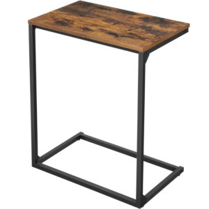 VASAGLE Oldalasztal laptophoz vagy étkezőasztalhoz, ipari stílusú, 55x35x66cm, rusztikus barna és fekete