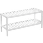 Bambusz tárolópolc, 2 szintes, 26x70x33cm, fehér
