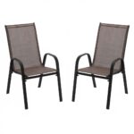 2 db-os fémvázas kerti szék szett, egymásra rakható, 55x72x96cm, barna