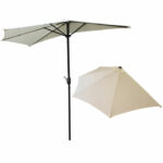 Umbrela de balcon pentru perete, jumatate, cu manivela, 270cm, bej