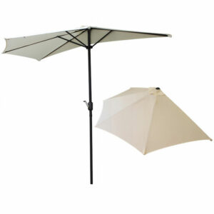 Umbrela de balcon pentru perete, jumatate, cu manivela, 270cm, bej