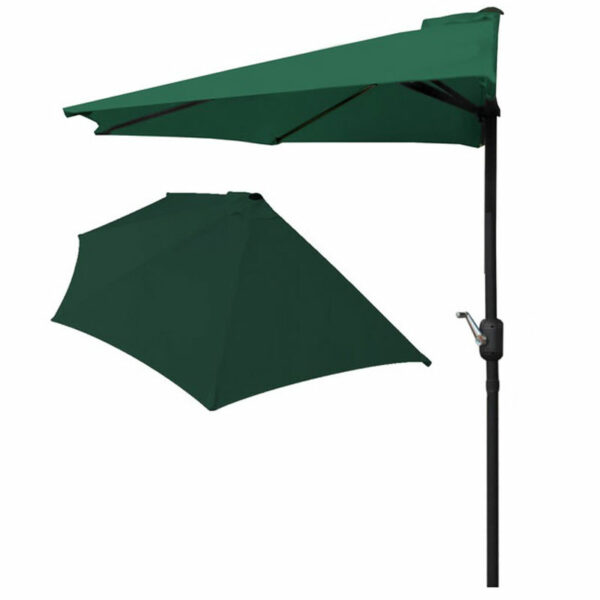 Umbrela de balcon pentru perete, jumatate, cu manivela, 270cm, verde
