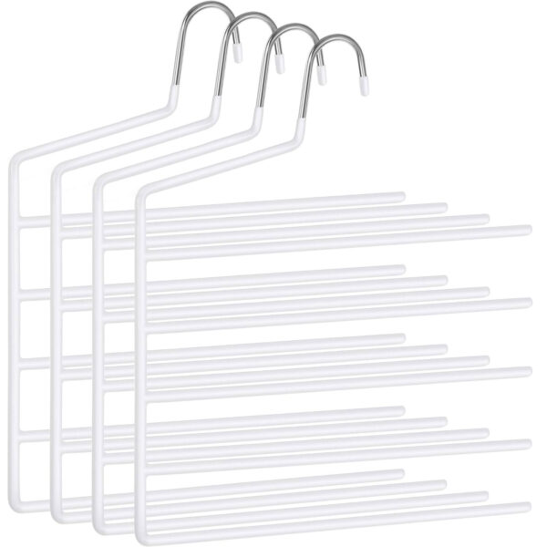 SONGMICS 4 db nadrágakasztó készlet, csúszásgátló, akasztónként 5 pár kapacitás, 32 cm, fehér