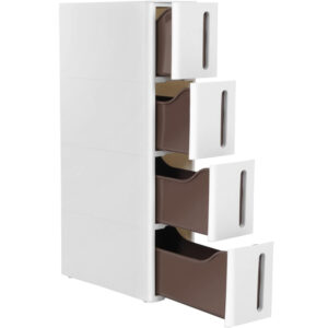 SONGMICS Gurulós tárolókocsi, konyhába vagy fürdőszobába, műanyag, 4 szintes, 45x17x84cm, fehér