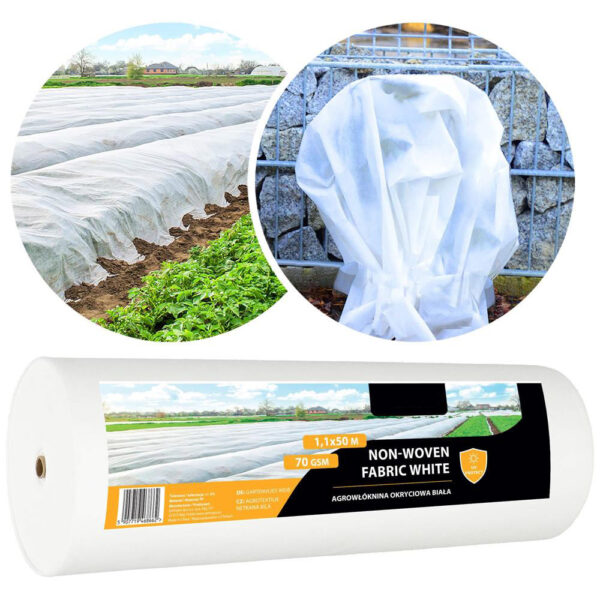 Agrotextil, mulcsozás, gyomirtó, UV szűrő, 50 x 1,1 méter, 70g/m2, fehér - Image 3
