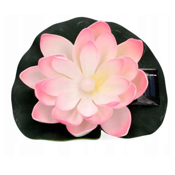 Lampa solara LED de gradina, plutitoare pe apa, floare de nufar roz, 18x18x6cm - Image 5
