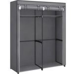 SONGMICS Ruhatároló szekrény, textil, 2 akasztó rúddal, 43x140x174cm, szürke