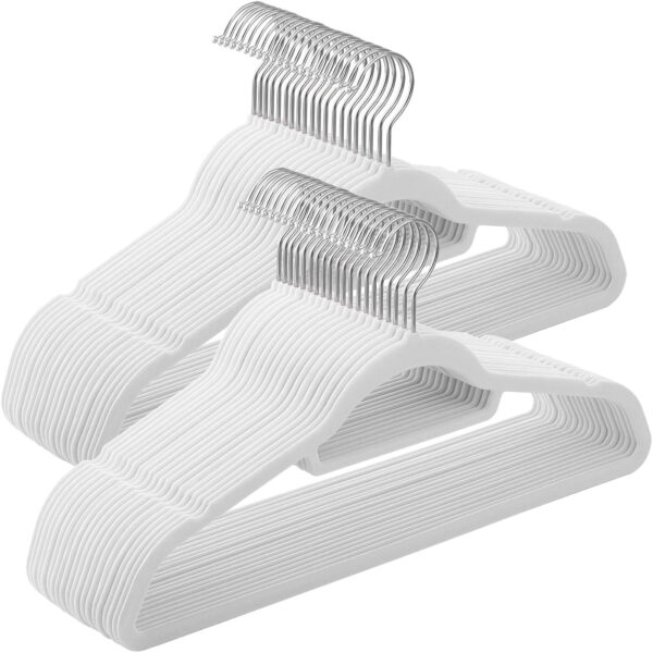 SONGMICS 50 db-os vállfa szett, csúszásmentes, forgókampó, 43,5 cm, fehér