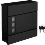 SONGMICS Kültéri postaláda, kerítésre vagy falra, horganyzott acél, zárral, 37x11x37cm, fekete