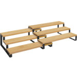 SONGMICS Kihúzható 3 szintes tárolópolc, bambusz, egymásra rakható, 32x25x11 cm, natúr barna