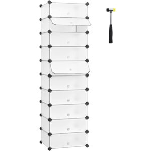 SONGMICS Dulap de depozitare pantofi modular, configurabil cu 10 compartimente, 43x31x173cm, alb