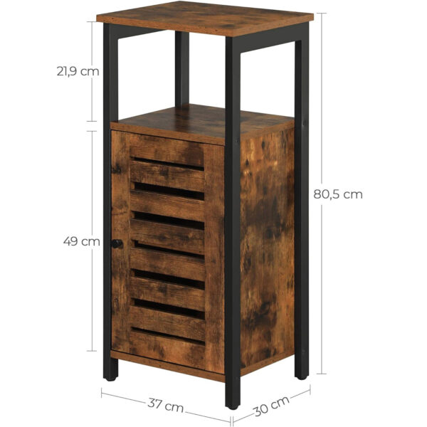 VASAGLE Dulap de depozitare tip noptiera, pentru dormitor sau living, stil industrial, 37x30x81cm, maro rustic - Image 7