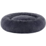 FEANDREA Bolyhos ágy kutyáknak és macskáknak, levehető huzattal, mosható, puha plüss hosszú cérnával, 80 cm, sötétszürke