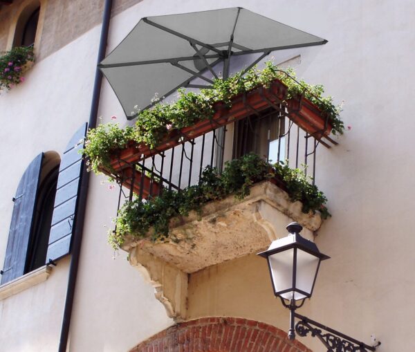 Umbrela de balcon pentru perete, jumatate, cu manivela, 270cm, bej - Image 2