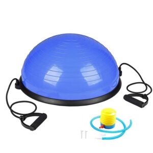Fitness egyensúlyabda szalagokkal és pumpával, 200 kg, 57x25 cm, kék