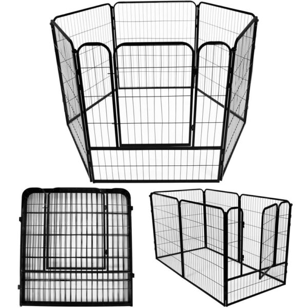 Tarc pentru animale de companie, din fier, forma configurabila, cu usa de acces, 4XL, 184x100x93cm, negru - Image 2