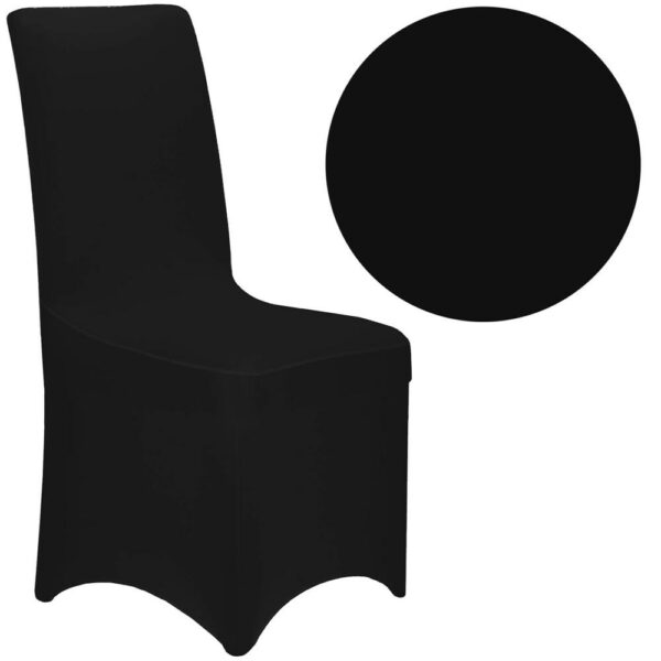 4 db-os székhuzat készlet rendezvényszékekhez, univerzális méret, poliészter és spandex, fekete - Image 2