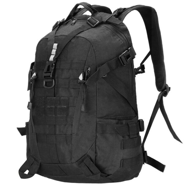 Katonai hátizsák túrázáshoz, hát vastag szellőző béléssel, rekeszes, 40L, fekete - Image 2