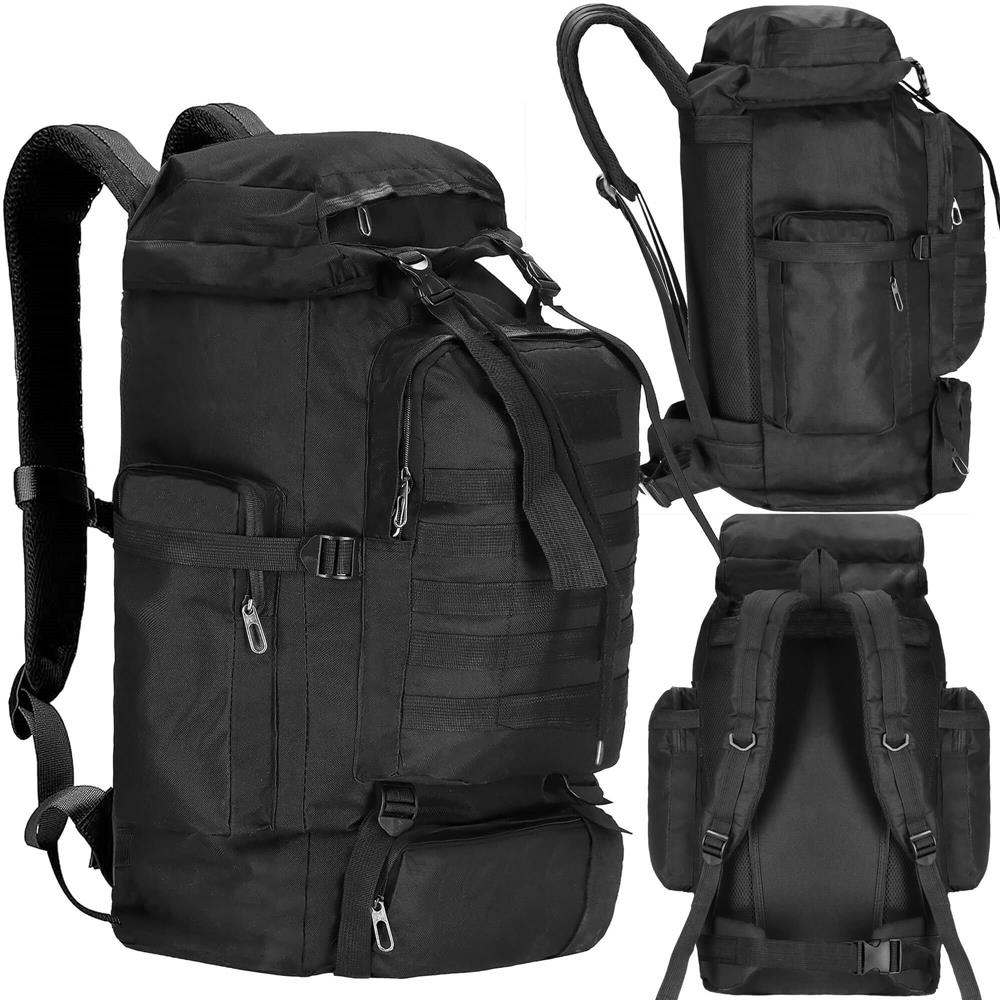 Túrabakancs hátizsák, nagy kapacitású, 60L, több rekeszes, állítható hevederekkel, fekete - Image 2