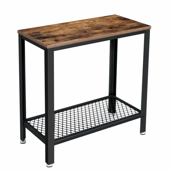 VASAGLE Masa de cafea laterala, cu 2 nivele, cadru din otel, 60x30x60cm, maro rustic