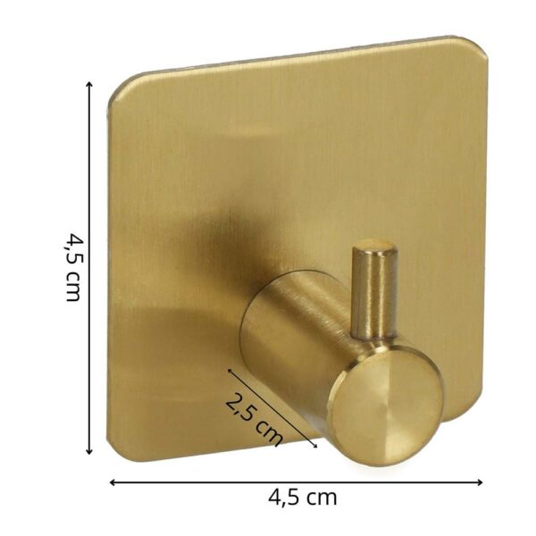 Set 4 agatatori tip cuier pentru baie, sistem fixare inclus, aluminiu, auriu - Image 2
