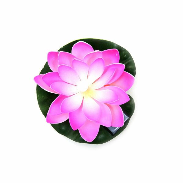Lampa solara LED de gradina, plutitoare pe apa, floare de nufar roz, 18x18x6cm - Image 8