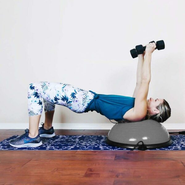 Fitness egyensúlyabda, szalagokkal és pumpával, 200 kg, 57x25 cm, szürke - Image 10