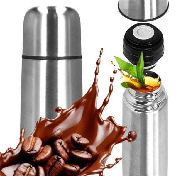 Termosz bögre üveggel, dupla szigetelésű rozsdamentes fal, 750ml, 28cm, ezüst - Image 9