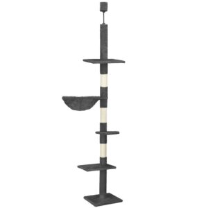 Játszókészlet macskáknak, mennyezetig mászóruda típusú, állítható magasságú, 240 - 265 cm, sötétszürke