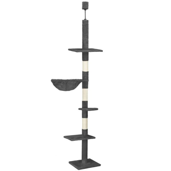 Játszókészlet macskáknak, mennyezetig mászóruda típusú, állítható magasságú, 240 - 265 cm, sötétszürke